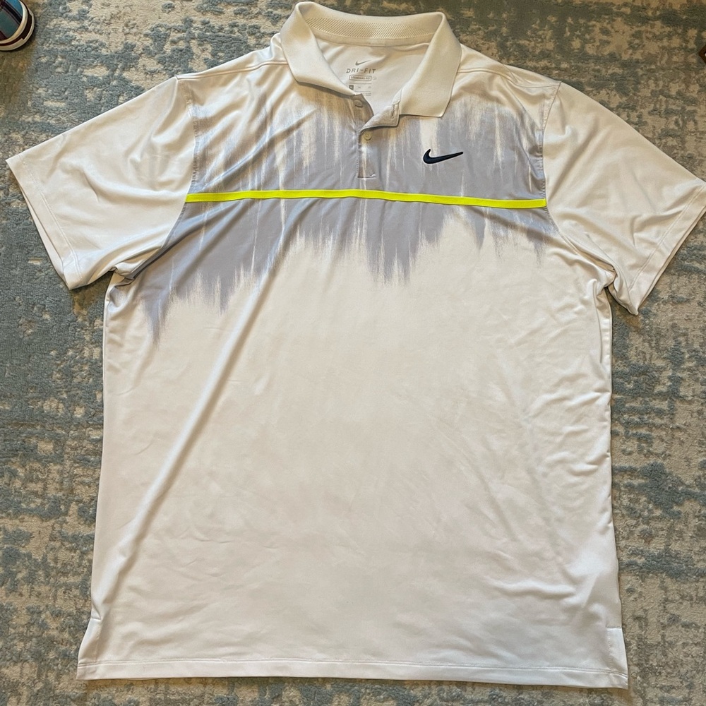 Nike Men’s Golf Polo White Blue Yellow Stripe - XL